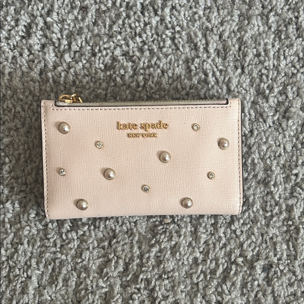 Kate Spade Blush Wallet with Pearl Details